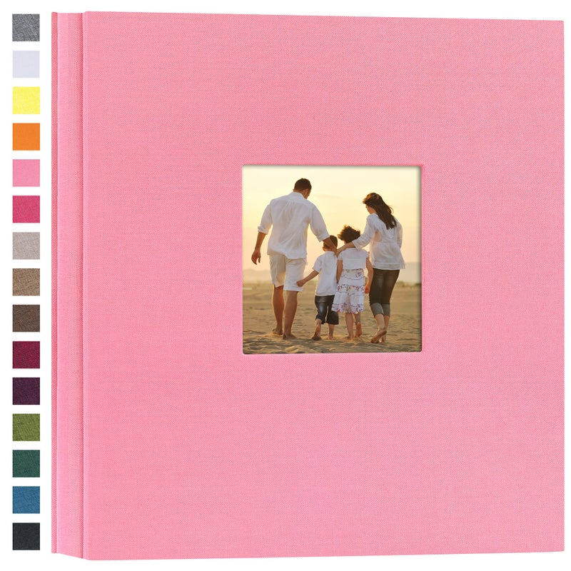 potricher Linen Hardcover Photo Album 4x6 600 Photos Large Capacity for Family Wedding Anniversary Baby Vacation (Pink, 600 Pockets) - Image 1